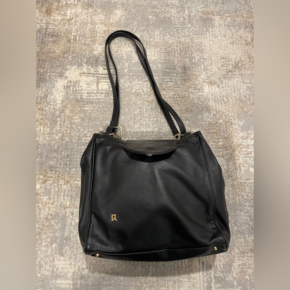 Genuine Leather Hand Made in Italy Black Shoulder Handbag Purse Bag